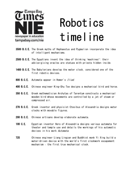 Robotics Timeline