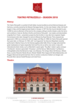 Teatro Petruzzelli – Season 2018