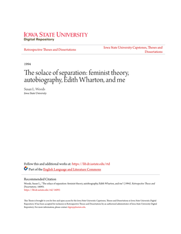 Feminist Theory, Autobiography, Edith Wharton, and Me Susan L