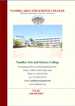SSR REPORT NANDHA ARTS and SCIENCE COLLEGE (Affiliated to Bharathiar University, Coimbatore)