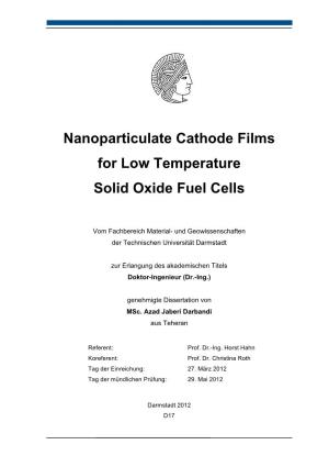 Nanoparticulate Cathode Films for Low Temperature Solid Oxide Fuel Cells