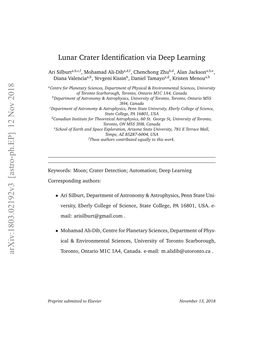 Lunar Crater Identification Via Deep Learning