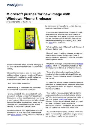 Microsoft Pushes for New Image with Windows Phone 8 Release 2 November 2012, by Janet I