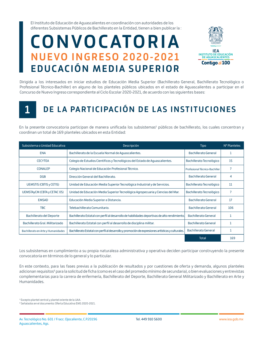 Convocatoria Nuevo Ingreso 2020-2021 Educación Media Superior - DocsLib