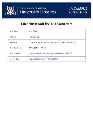 Solar Photovoltaic (PV) Site Assessment