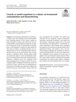 Lizards As Model Organisms to Evaluate Environmental Contamination and Biomonitoring