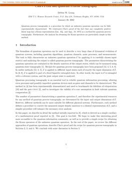 Choi's Proof and Quantum Process Tomography 1 Introduction