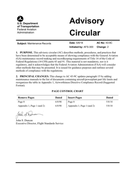 AC 43-9C- Maintenance Records