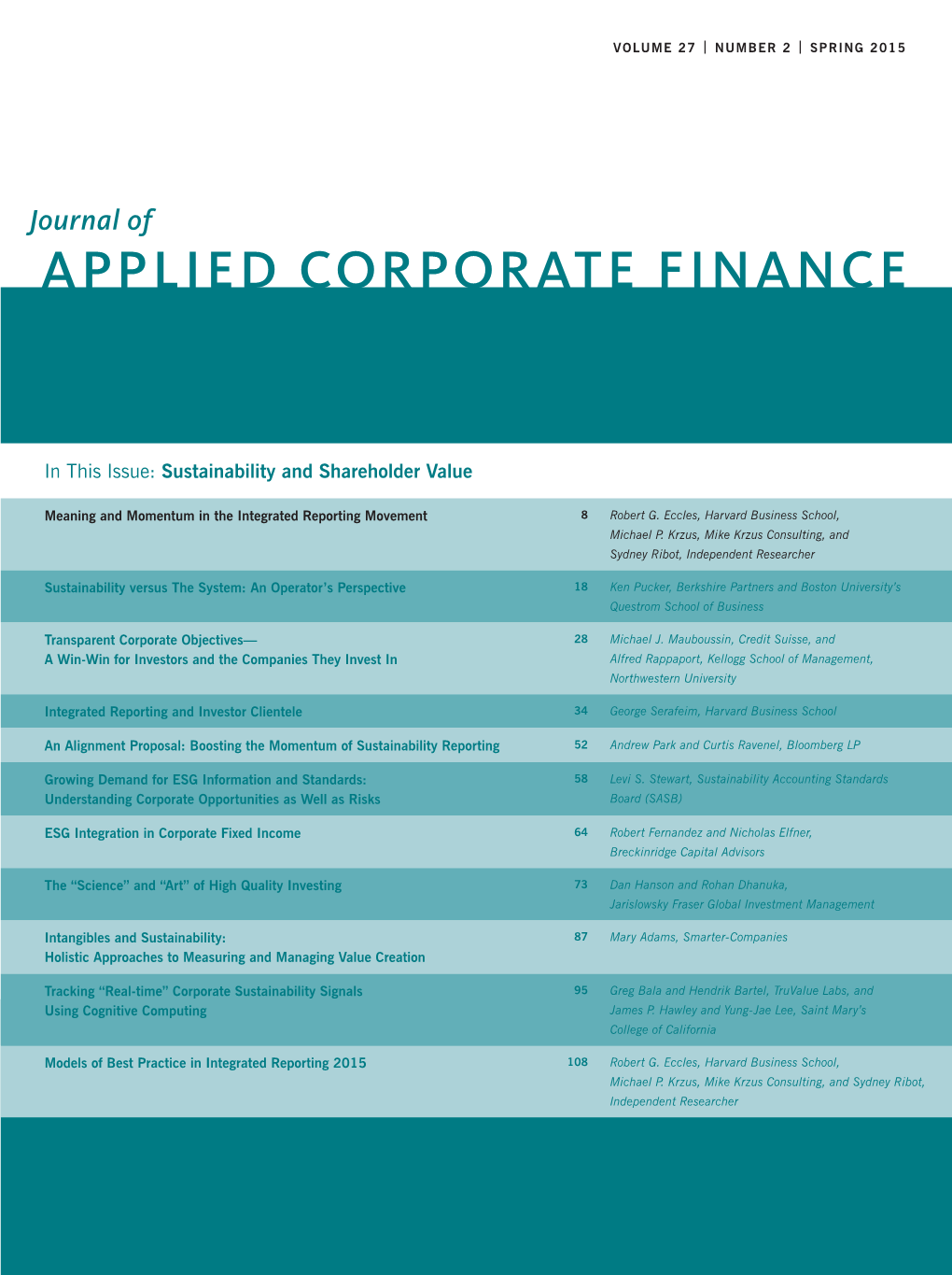 Applied Corporate Finance