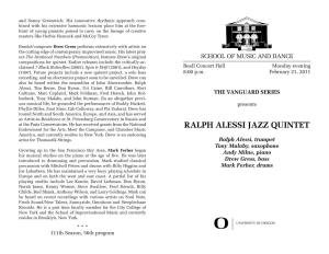 RALPH ALESSI JAZZ QUINTET Endowment for the Arts, Meet the Composer, and Chamber Music America, and Currently Resides in New York