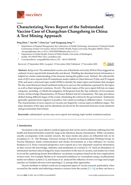 Characterizing News Report of the Substandard Vaccine Case of Changchun Changsheng in China: a Text Mining Approach