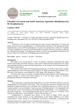 Checklist of Central and South American Agaricales (Basidiomycota) II: Strophariaceae