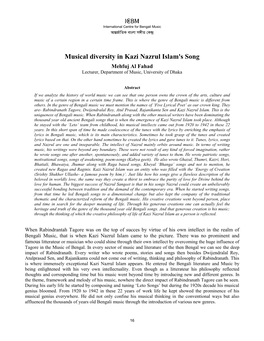 Musical Diversity in Kazi Nazrul Islam's Song Mehfuj Al Fahad Lecturer, Department of Music, University of Dhaka