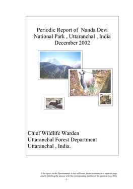 Section II: Periodic Report on the State of Conservation of Nanda Devi