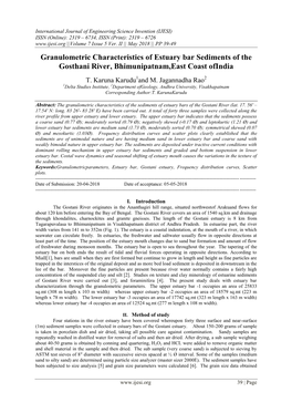 Granulometric Characteristics of Estuary Bar Sediments of the Gosthani River, Bhimunipatnam,East Coast Ofindia