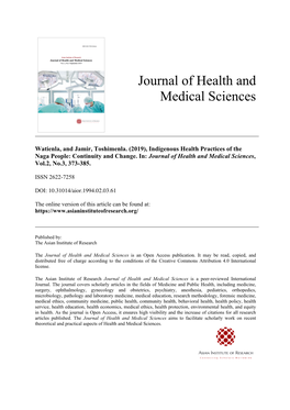 Journal of Health and Medical Sciences