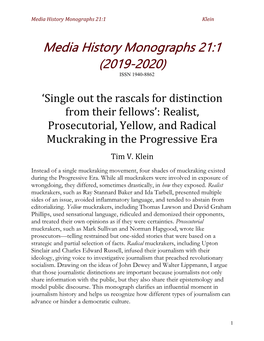 Media History Monographs 21:1 (2019-2020)
