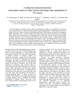 A Valleytronic Diamond Transistor: Electrostatic Control of Valley-Currents and Charge State Manipulation of NV Centers