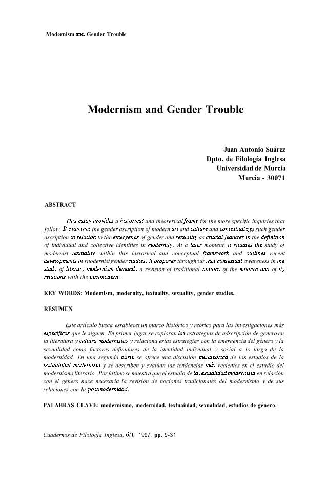 Modernism and Gender Trouble