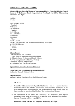 MAGHERAFELT DISTRICT COUNCIL Minutes of Proceedings of A