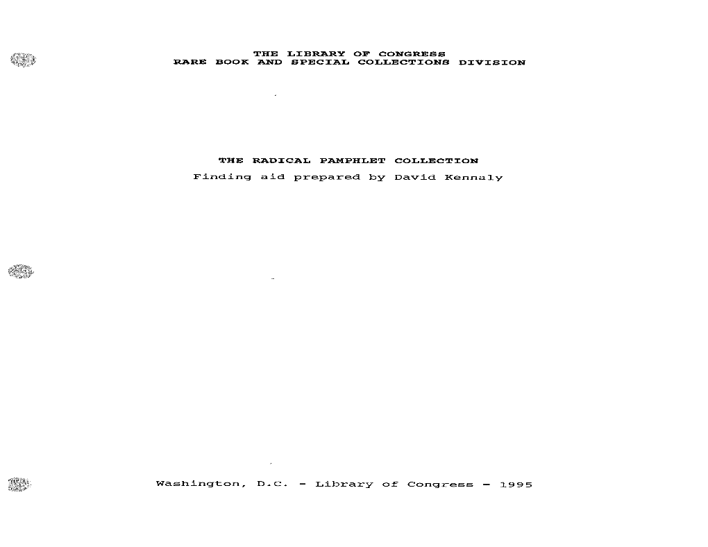 Finding Aid Prepared by David Kennaly Washington, D.C