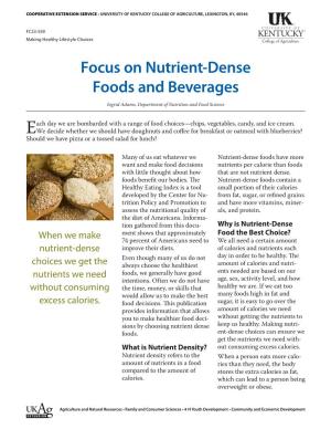 Focus on Nutrient Dense Foods and Beverages