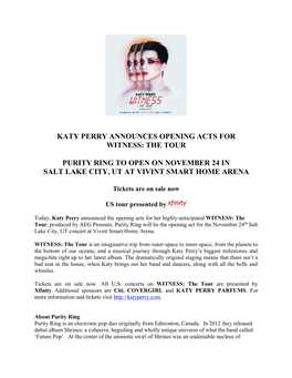 Katy Perry Announces Opening Acts for Witness: the Tour