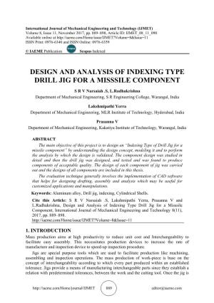 Design and Analysis of Indexing Type Drill Jig for a Misssile Component