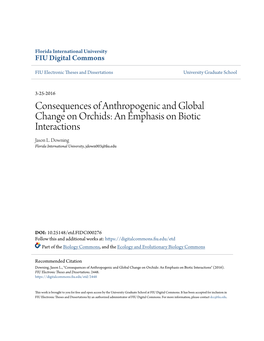 Consequences of Anthropogenic and Global Change on Orchids: an Emphasis on Biotic Interactions Jason L