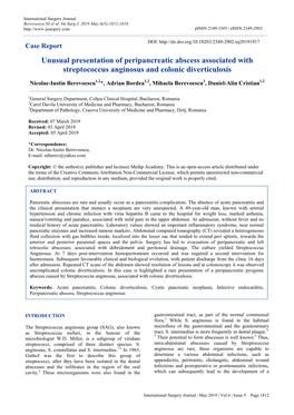 Case Report Unusual Presentation of Peripancreatic Abscess Associated with Streptococcus Anginosus and Colonic Diverticulosis