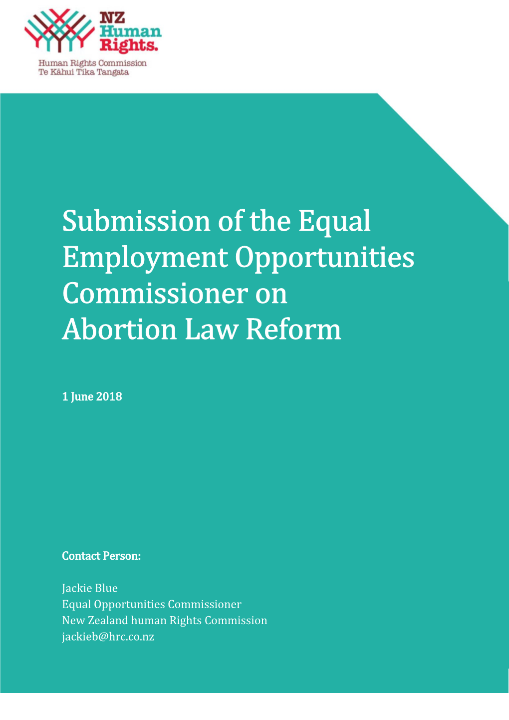 Submission of the Equal Employment Opportunities Commissioner on Abortion Law Reform