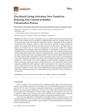 New Trends for Reducing Zinc Content in Rubber Vulcanization Process