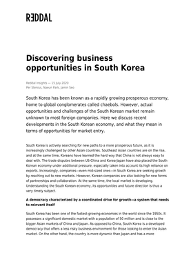 Discovering Business Opportunities in South Korea