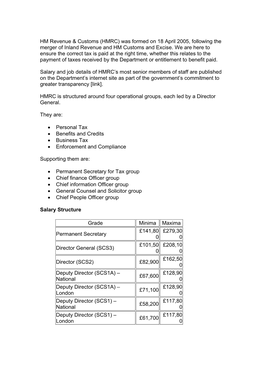HMRC Salaries and Organograms