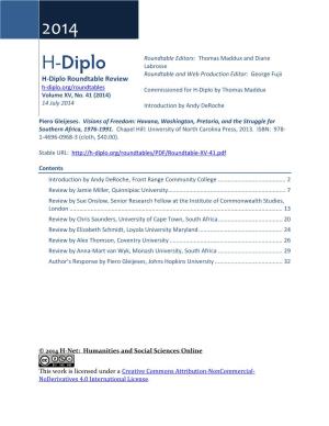 H-Diplo Roundtable, Vol. XV, No. 41
