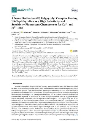 A Novel Ruthenium(II) Polypyridyl Complex Bearing 1,8-Naphthyridine As a High Selectivity and Sensitivity Fluorescent Chemosensor for Cu2+ and Fe3+ Ions