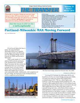 Portland-Milwaukie MAX Moving Forward