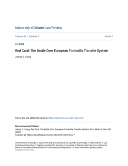 The Battle Over European Football's Transfer System