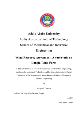 Wind Resource Assessment: a Case Study on Dangla Wind Farm June 2020