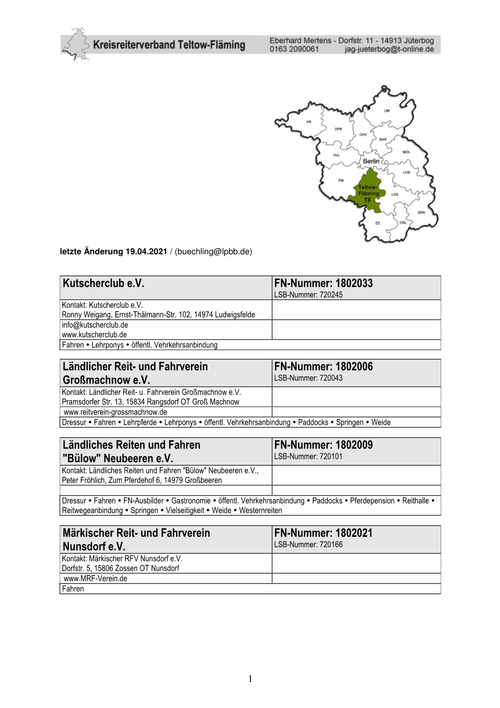 Kutscherclub Ev FN-Nummer: 1802033 Ländlicher Reit