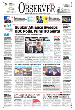 Gupkar Alliance Sweeps Ddc Polls, Wins 110 Seats