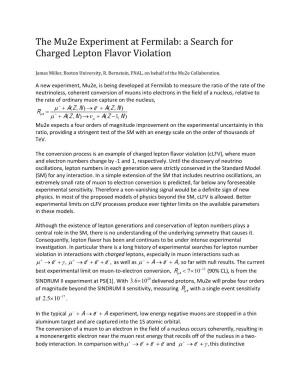 The Mu2e Experiment at Fermilab: a Search for Charged Lepton Flavor Violation
