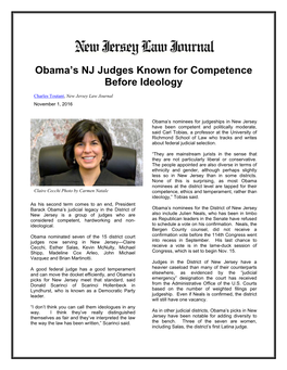 Obama's NJ Judges Known for Competence Before Ideology