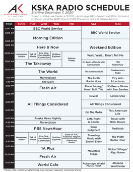 Kska Radio Schedule