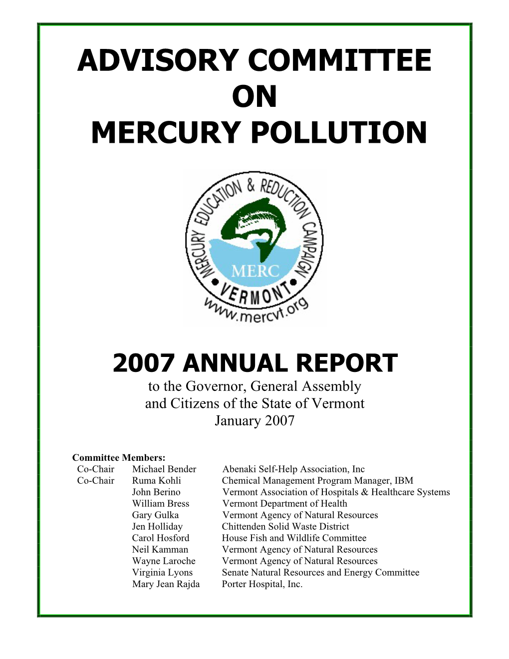 This Is the Sixth Annual Report of the Advisory