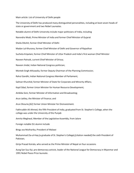 Main Article: List of University of Delhi People the University of Delhi Has Produced Many Distinguished Personalities, Includin