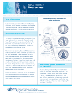 NIDCD Fact Sheet: Hoarseness NIH Publication No