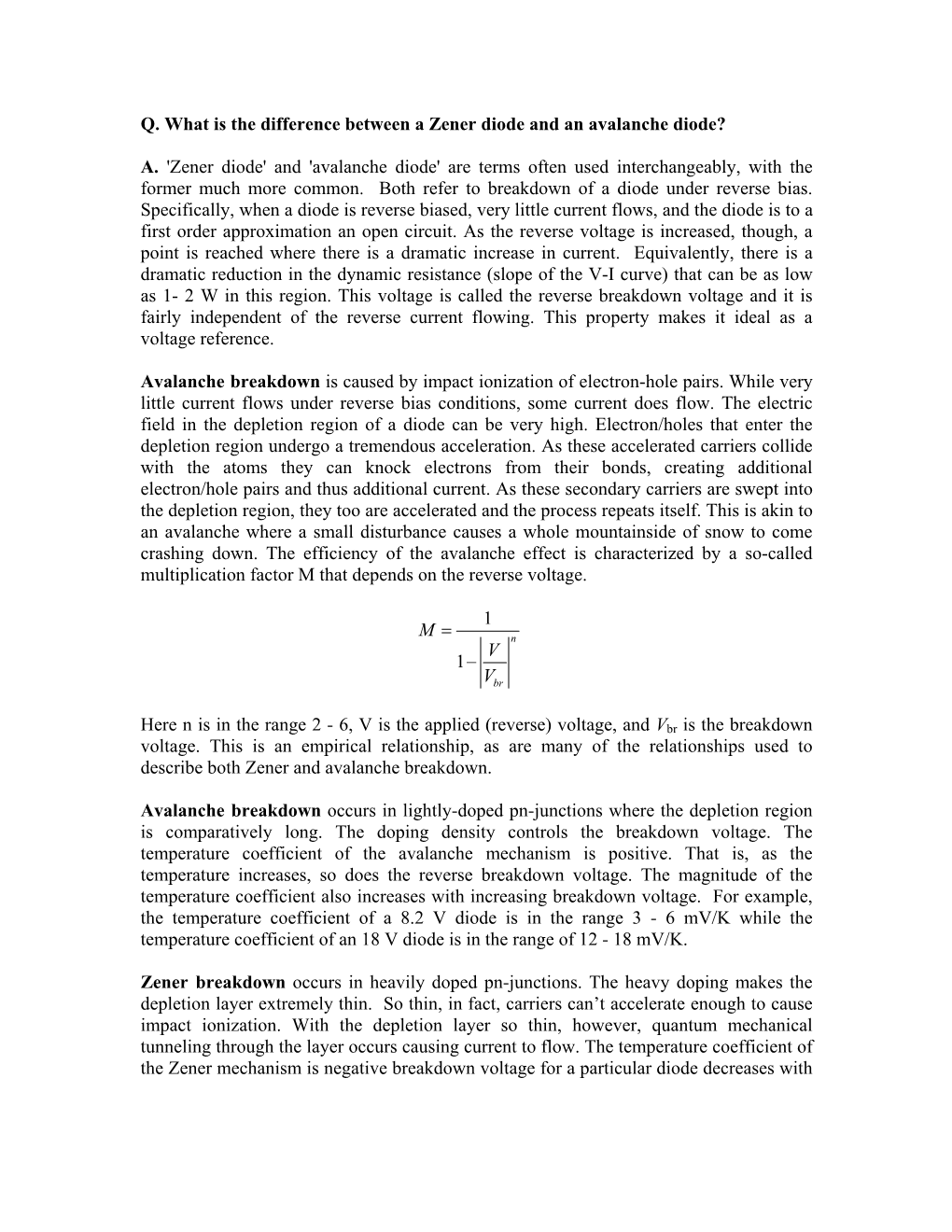 Q What Is The Difference Between A Zener Diode And An Avalanche Diode Docslib