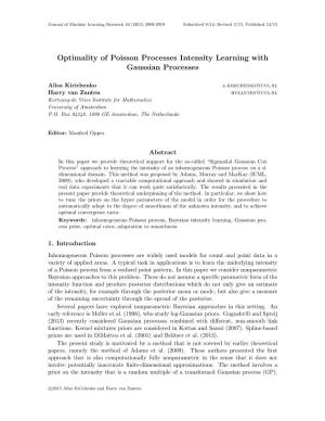 Optimality of Poisson Processes Intensity Learning with Gaussian Processes