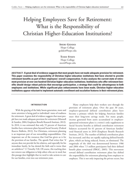 What Is the Responsibility of Christian Higher-Education Institutions? 99